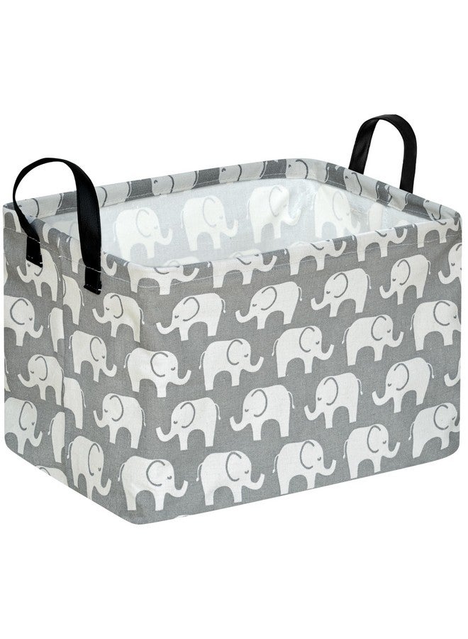 KUNRO Rectangle Toy Bin Waterproof storage organizer for Nursery Hamper Home decor Closet Kids Bedroom Laundry Baby Gift Shelf Baskets(Elephant) - Image 1