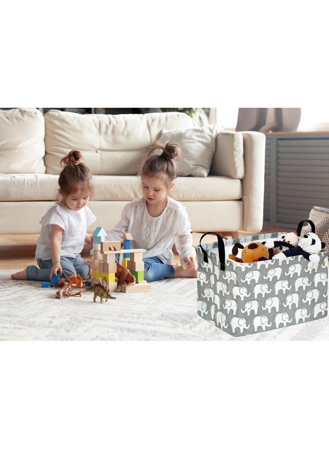 KUNRO Rectangle Toy Bin Waterproof storage organizer for Nursery Hamper Home decor Closet Kids Bedroom Laundry Baby Gift Shelf Baskets(Elephant) - Image 4