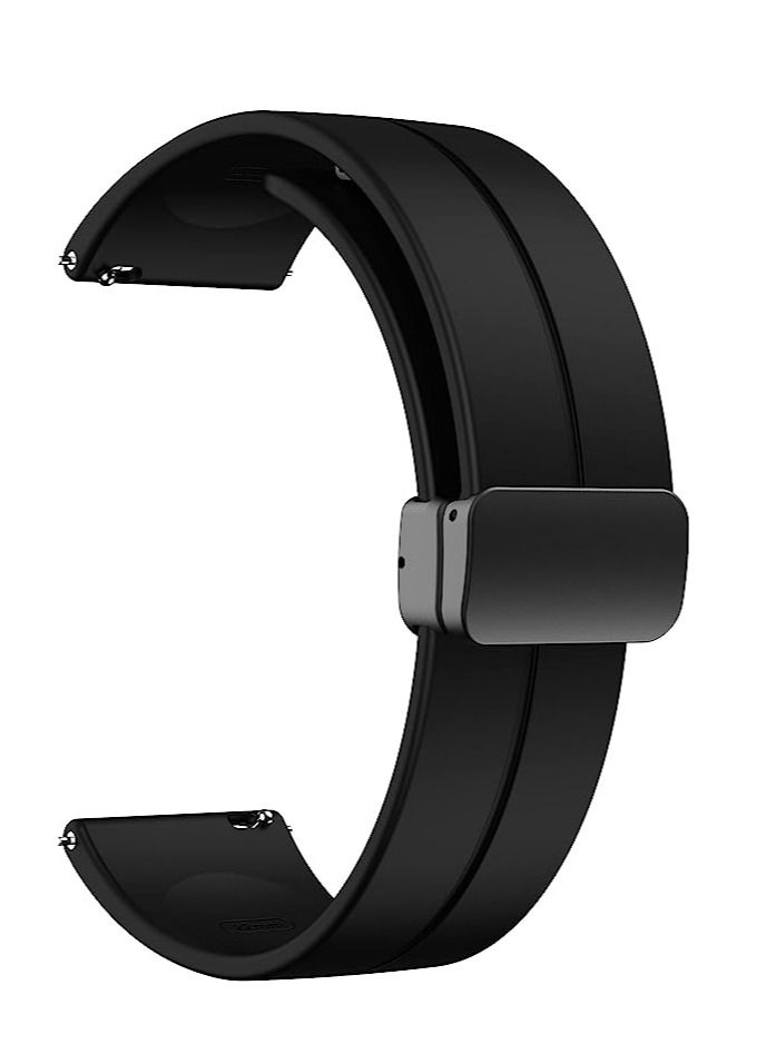 22mm Silicone Strap With Magnetic Folding Buckle For Huawei Watch3 46mm /Watch3 Pro 48mm 2022 - Black - Image 1