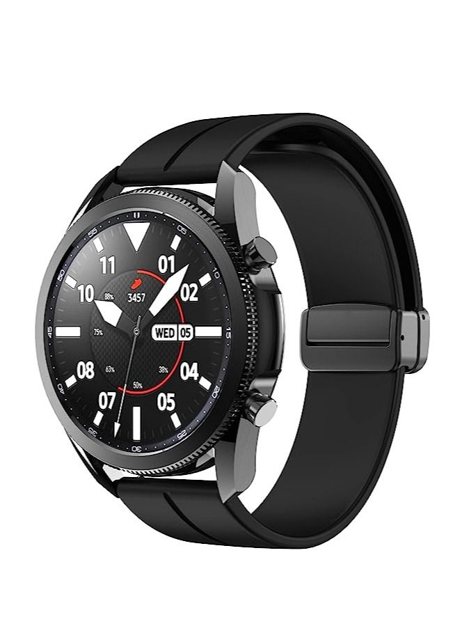 22mm Silicone Strap With Magnetic Folding Buckle For Huawei Watch3 46mm /Watch3 Pro 48mm 2022 - Black - Image 4