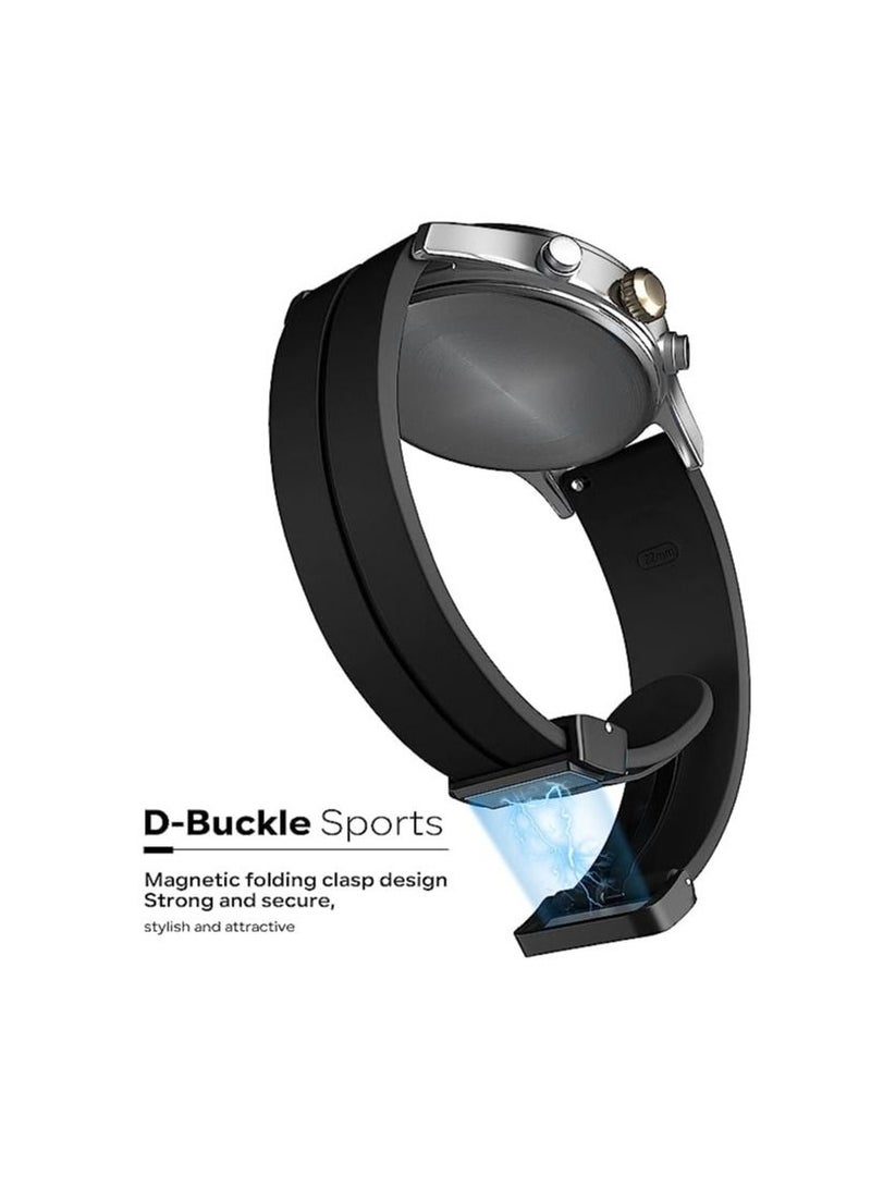 22mm Silicone Strap With Magnetic Folding Buckle For Huawei Watch3 46mm /Watch3 Pro 48mm 2022 - Black - Image 3