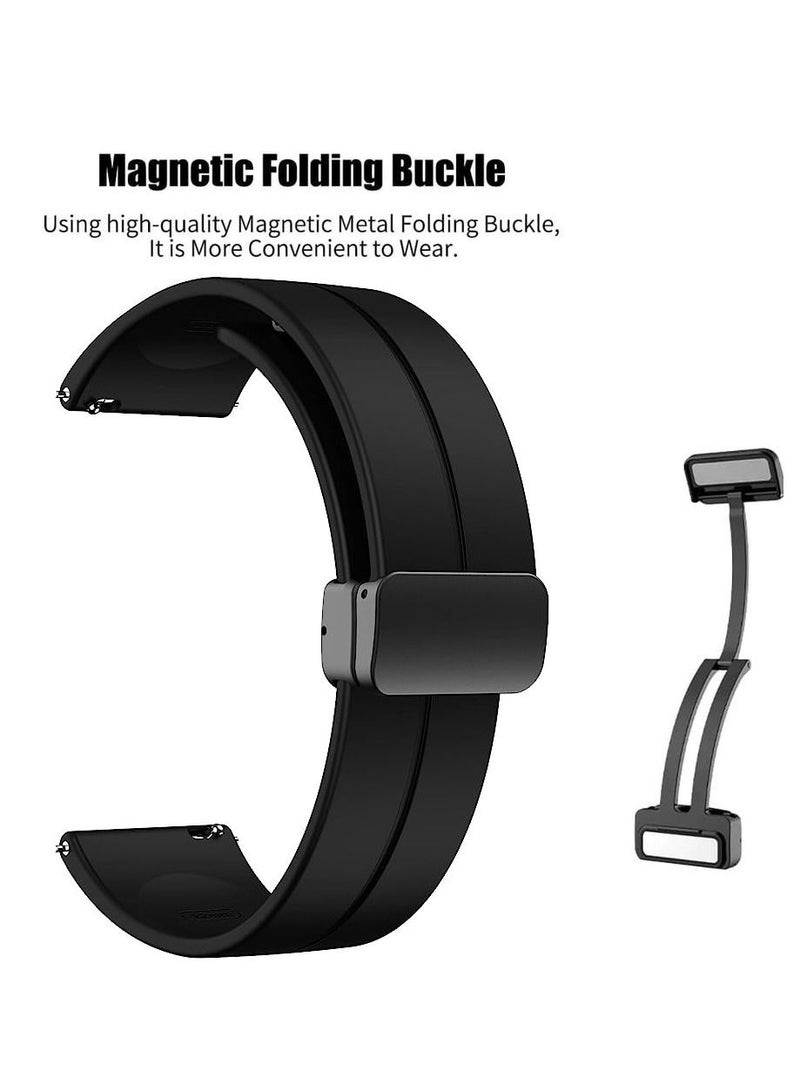 22mm Silicone Strap With Magnetic Folding Buckle For Huawei Watch3 46mm /Watch3 Pro 48mm 2022 - Black - Image 2
