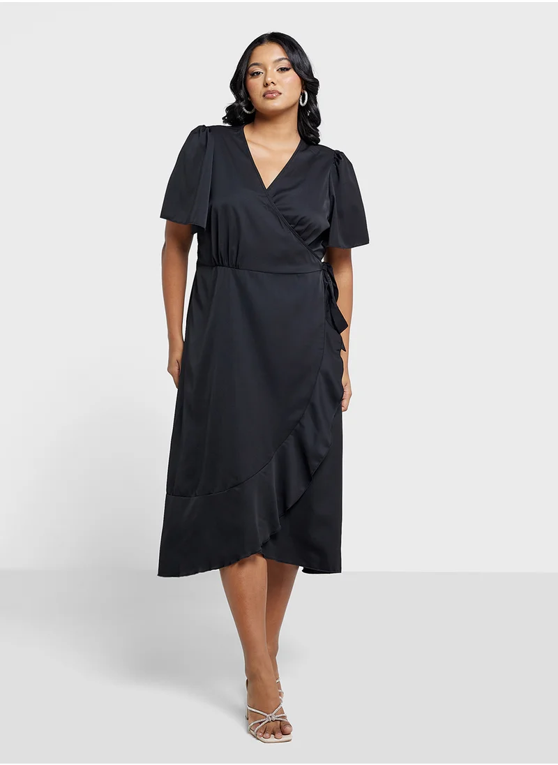 ايلا بلس Wrap Dress With Ruffle Hem