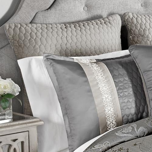 Riverbrook Home Elegant Collection Comforter Set, Queen, Kacee - Platinum, 12-Piece Set - Image 4