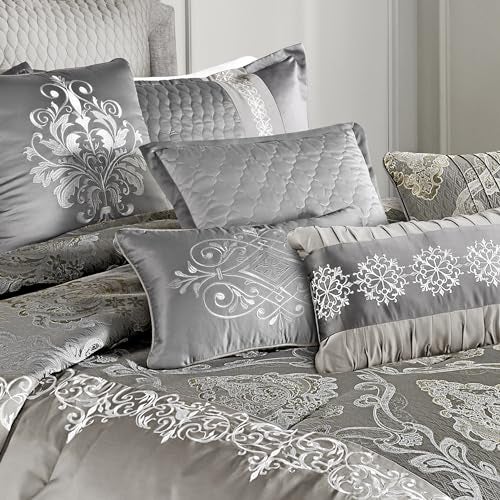 Riverbrook Home Elegant Collection Comforter Set, Queen, Kacee - Platinum, 12-Piece Set - Image 3