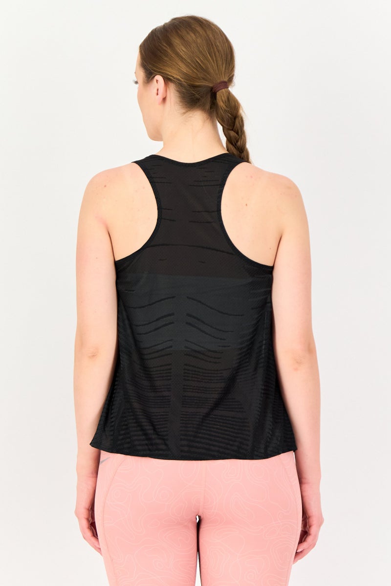 Nike Women Standard Fit Sleeveless Running Tank Top, Black - Image 3