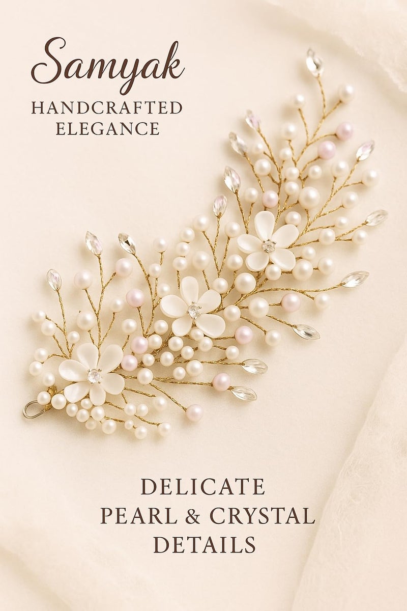 Samyak Crystal Pearl Hair Pins Wedding Handmade Rhinestone Bridal Bridesmaid Hair Decoration Accessories - Image 3