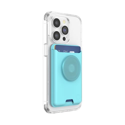 PopSockets Phone Wallet with Expanding Grip and Adapter Ring for MagSafe, Phone Card Holder, Wireless Charging Compatible, Wallet Compatible with MagSafe - Butterfly Pea Blue - Image 1