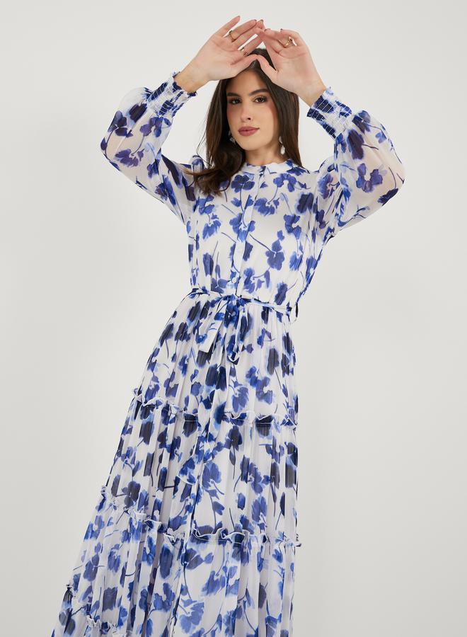 ستايلي فستان ماكسي بأكمام طويلة وطبعة زهور - Image 4