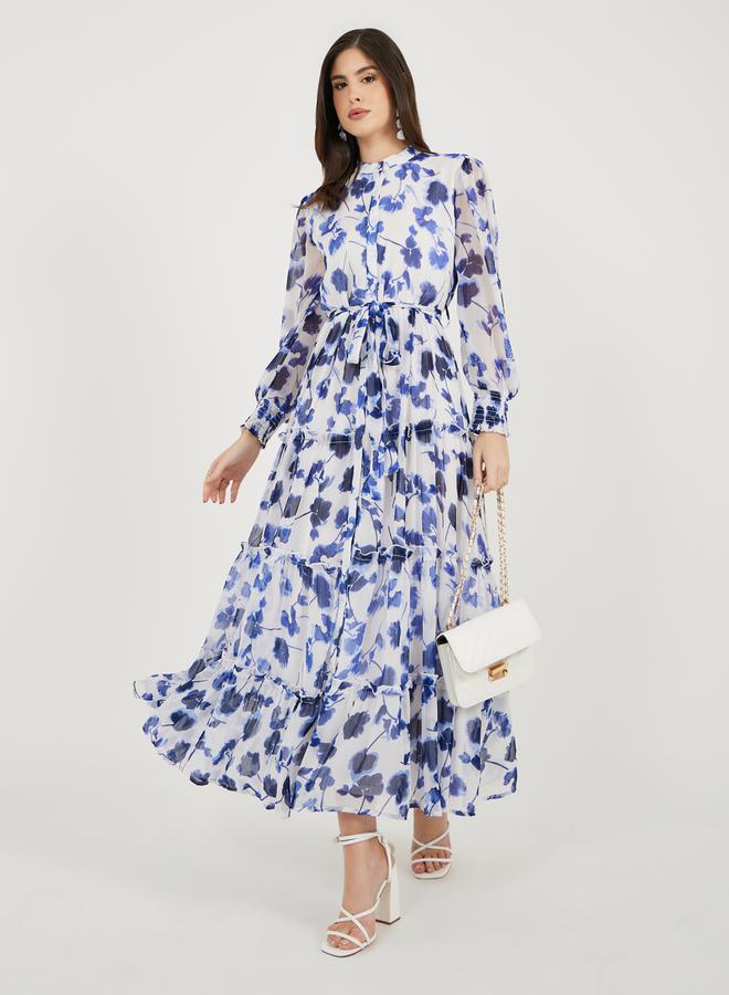ستايلي فستان ماكسي بأكمام طويلة وطبعة زهور - Image 2