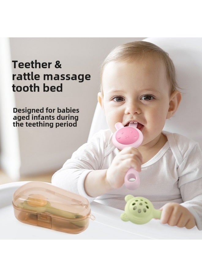 Generic - Baby's Hand-Scratch Ball Rattle Toy 0-1 Year Old Children Can Gnaw Gum 3-6 Months Baby Can Grasp Training-Color: Bear Silicone Hand Bell - Image 1
