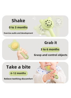 Generic Baby's Hand-Scratch Ball Rattle Toy 0-1 Year Old Children Can Gnaw Gum 3-6 Months Baby Can Grasp Training-Color: Bear Silicone Hand Bell  - Image 3