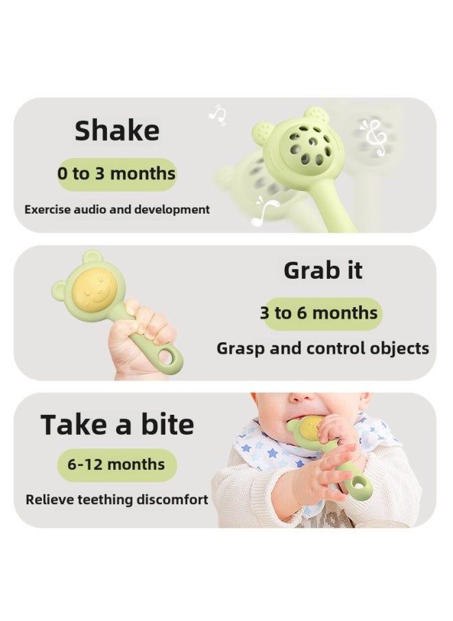 Generic - Baby's Hand-Scratch Ball Rattle Toy 0-1 Year Old Children Can Gnaw Gum 3-6 Months Baby Can Grasp Training-Color: Bear Silicone Hand Bell - Image 1