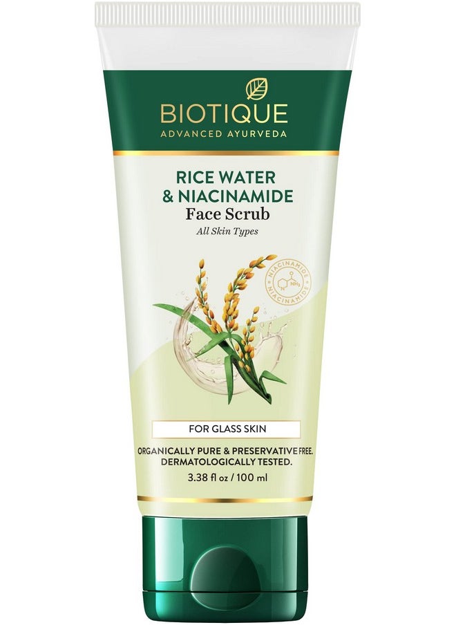 Biotique Rice Water & Niacinamide Deep Cleanse Gel Face Scrub For Smoother, Radiant And Brighter Skin|Glass Skin |Unclogs Pores|For Men & Women- 100Ml  - Image 1