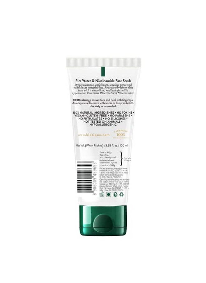 Biotique Rice Water & Niacinamide Deep Cleanse Gel Face Scrub For Smoother, Radiant And Brighter Skin|Glass Skin |Unclogs Pores|For Men & Women- 100Ml  - Image 2