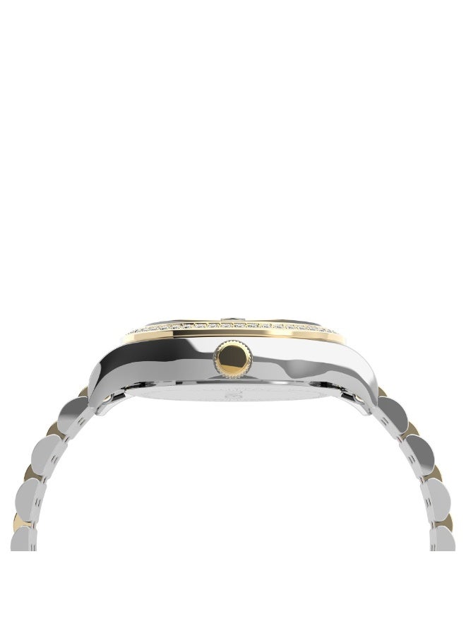 تيميكس ساعة TIMEX النسائية بهيكل من الفولاذ المقاوم للصدأ الفضي وسوار من الفولاذ المقاوم للصدأ الفضي والذهبي - Image 2