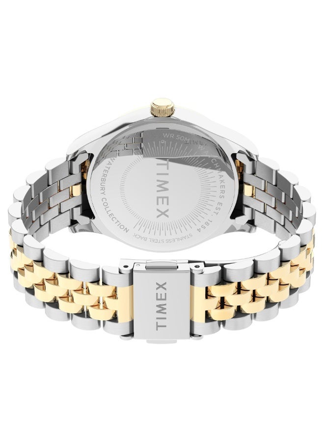 تيميكس ساعة TIMEX النسائية بهيكل من الفولاذ المقاوم للصدأ الفضي وسوار من الفولاذ المقاوم للصدأ الفضي والذهبي - Image 4