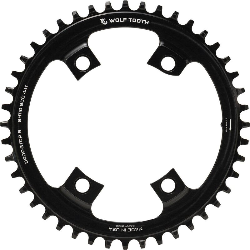 Wolf Tooth Drop-Stop Chainrings for Assymetric 4x110mm BCD Shimano Road Cranksets (Black, 46t) - Image 5