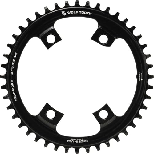 Wolf Tooth Drop-Stop Chainrings for Assymetric 4x110mm BCD Shimano Road Cranksets (Black, 46t) - Image 1