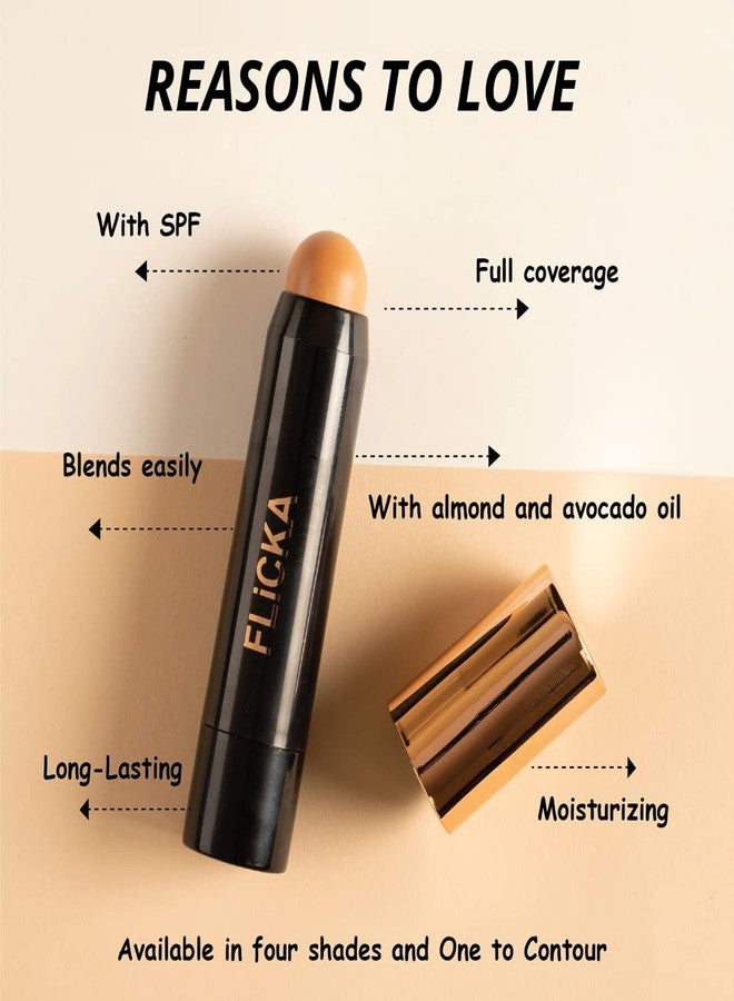 FLiCKA Masterstroke Makeup Stick Foundation to Conceal & Cover, Full Coverage| Enriched With Almond, Avocado Oil & SPF| For All Skin Types| 04 Walnut, 8g - Image 4