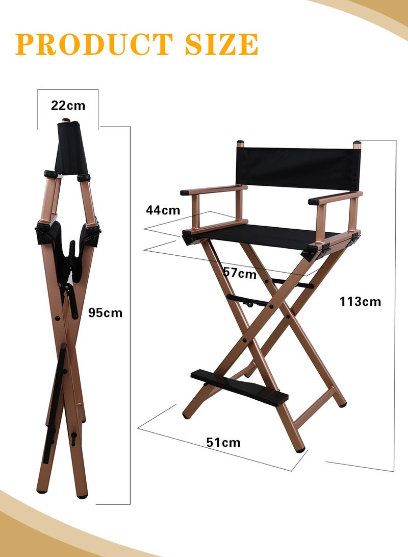 Meishida Foldable Makeup Chair Lightweight Director Chair Artist Chair Rose Gold - Image 4
