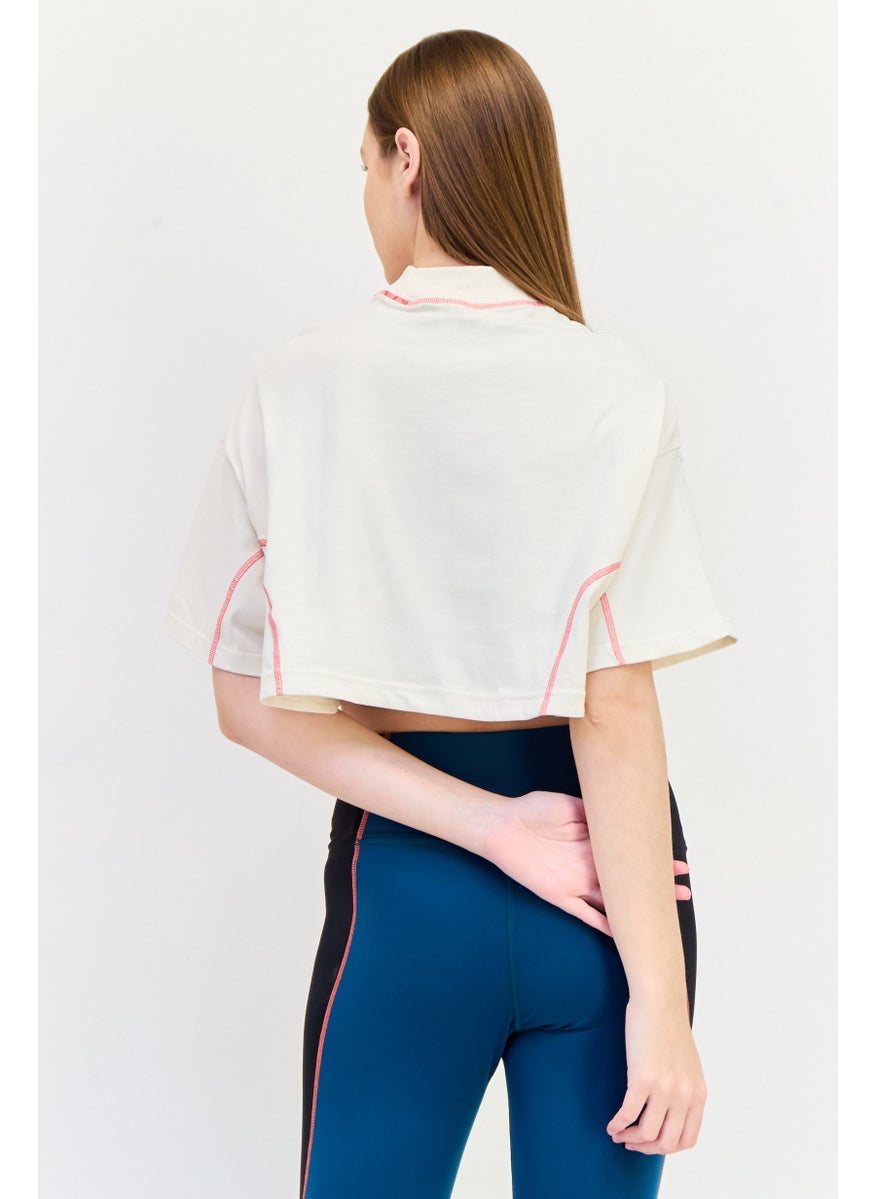 Reebok Women Sportswear Fit Short Sleeve Outdoor Cropped T-Shirt, Off White  - Image 2
