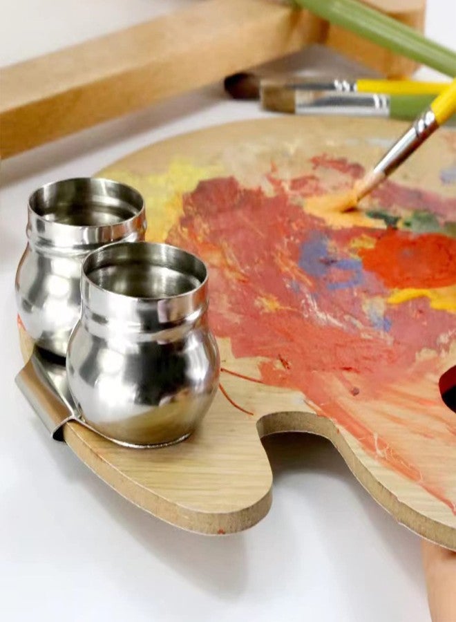 Ecjiuyi Stainless Steel Palette Cup with Lid, Portable Travel Double Dipper Oil Painting Pot Container, No Leakage, Can Clip on Palette - Image 4
