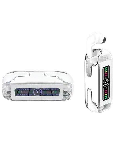 M12 MAX Wireless Bluetooth Headset Transparent Digital Display Color Screen Touching Type Long Battery Life Headset Game Mode Bluetooth Headset For Samsung S22 Ultra/S23 Ultra White