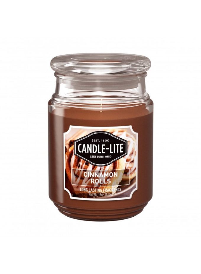 CANDLE-LITE Scented Candles, Cinnamon Rolls Fragrance, One 18 oz. Single-Wick Aromatherapy Candle with 110 Hours of Burn Time, Brown Color - Image 1