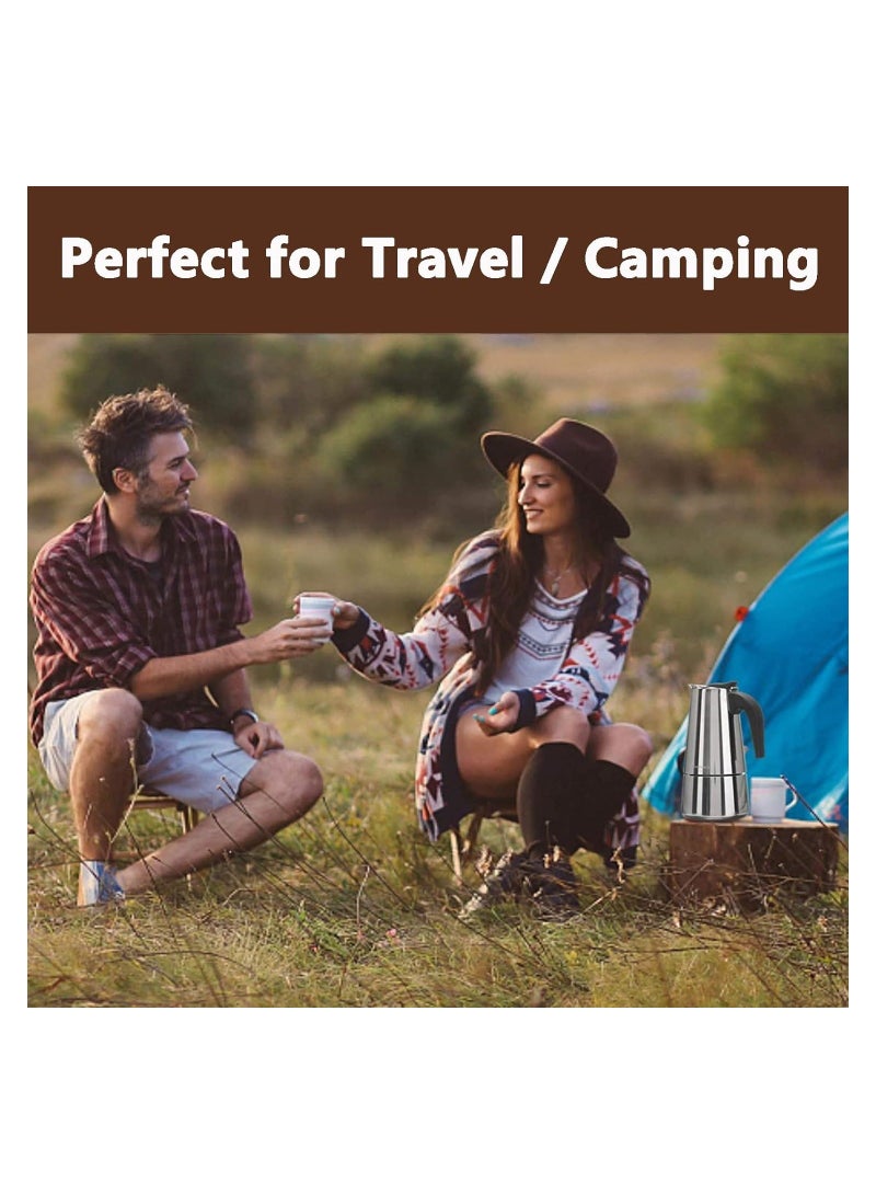 Y&D Stovetop Espresso Maker, 450ML Stainless Steel Italian Coffee Portable Percolator Maker Moka Pot for Home & Camping - 9 Cup - Image 4