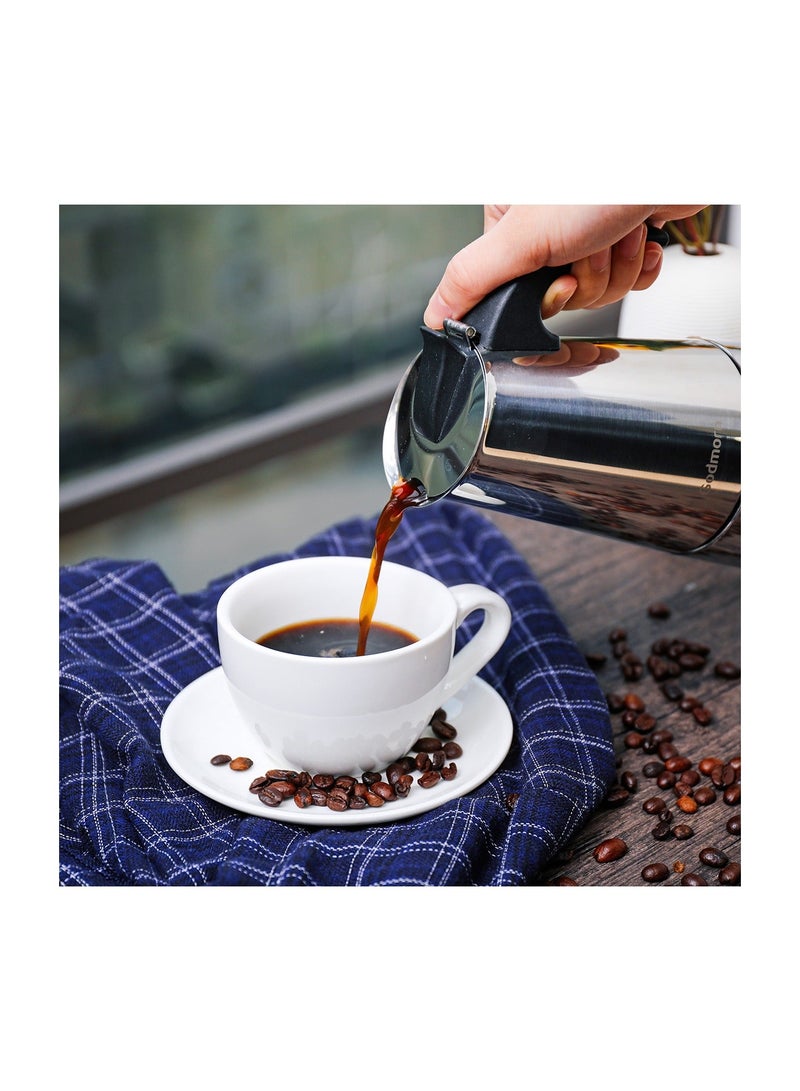 Y&D Stovetop Espresso Maker, 450ML Stainless Steel Italian Coffee Portable Percolator Maker Moka Pot for Home & Camping - 9 Cup - Image 3