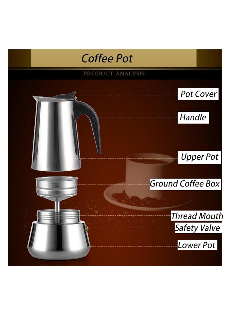 Y&D Stovetop Espresso Maker, 450ML Stainless Steel Italian Coffee Portable Percolator Maker Moka Pot for Home & Camping - 9 Cup - Image 5