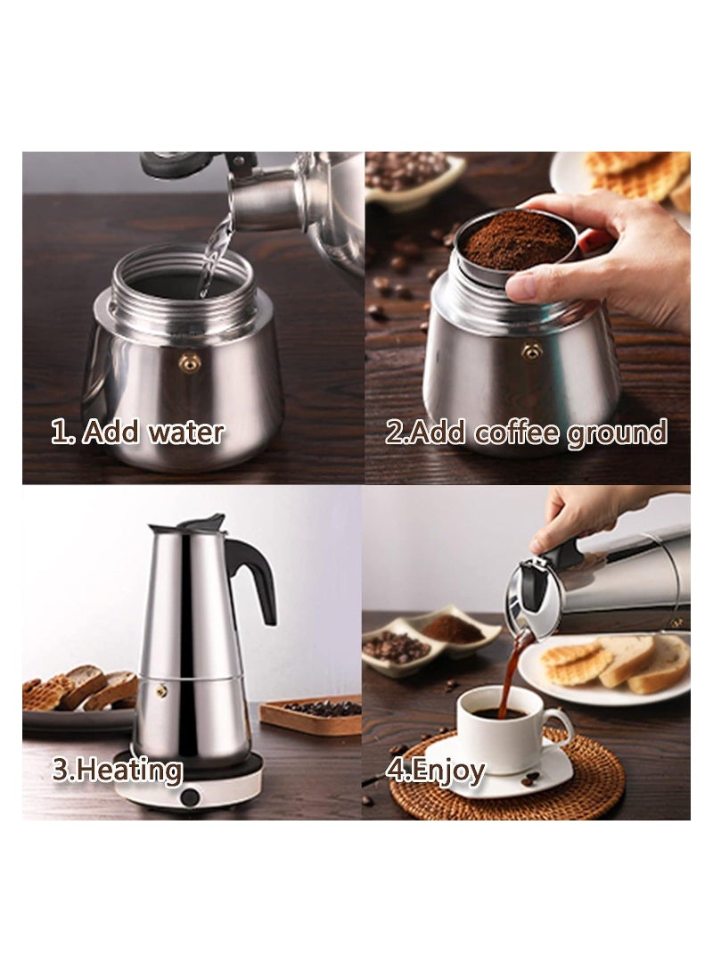 Y&D Stovetop Espresso Maker, 450ML Stainless Steel Italian Coffee Portable Percolator Maker Moka Pot for Home & Camping - 9 Cup - Image 2