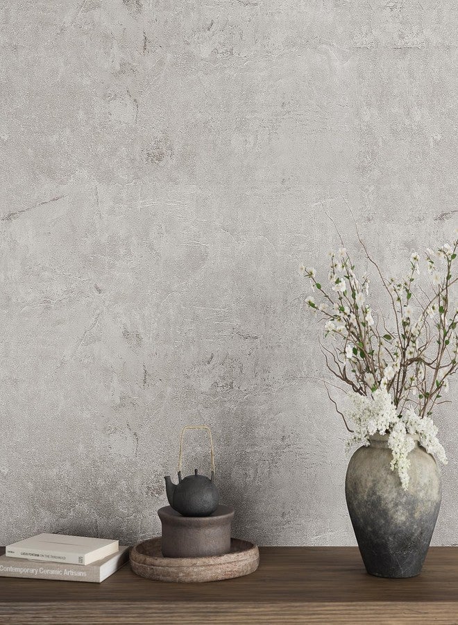 VaryPaper Industrial Limewash Concrete Wallpaper Peel and Stick for Bedroom Bathroom 15.7" x 78.7" Self Adhesive Grey Cement Wallpaper Waterproof Removable Concrete Contact Paper for Countertops Walls - Image 1