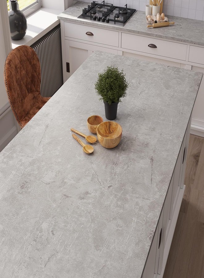VaryPaper Industrial Limewash Concrete Wallpaper Peel and Stick for Bedroom Bathroom 15.7" x 78.7" Self Adhesive Grey Cement Wallpaper Waterproof Removable Concrete Contact Paper for Countertops Walls - Image 2
