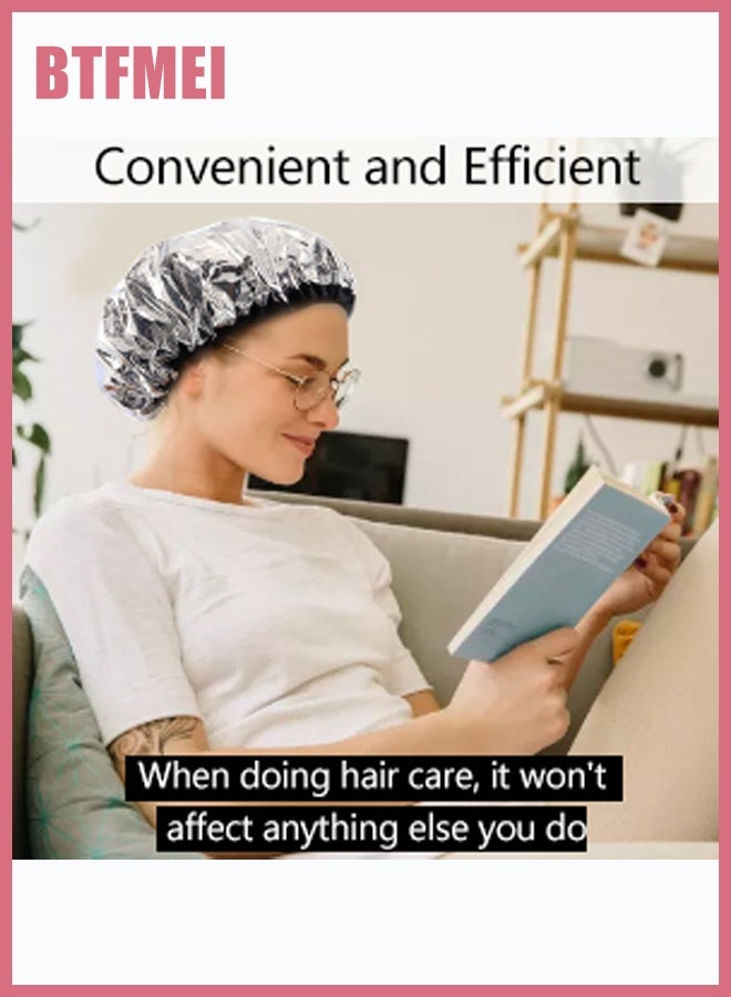 BTFMEI Thermal Hair Heat Cap for Deep Conditioning with Aluminum Foil Inner Layer Reusable Steaming Hair Treatment Cap for Oil Treatment Hair Mask Home and Salon Use - Image 4