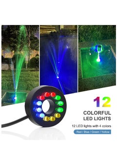 ماركة غير محددة مضخة fountain تحت الماء مع ضوء LED ملون، مضخة ماء بطول 7.2 قدم، مضخة حوض سمك مع 3 فوهات، مضخة نافورات للبرك الصغيرة، الحدائق، الأحواض، خزانات السمك، نافورة داخلية وخارجية  - Image 1