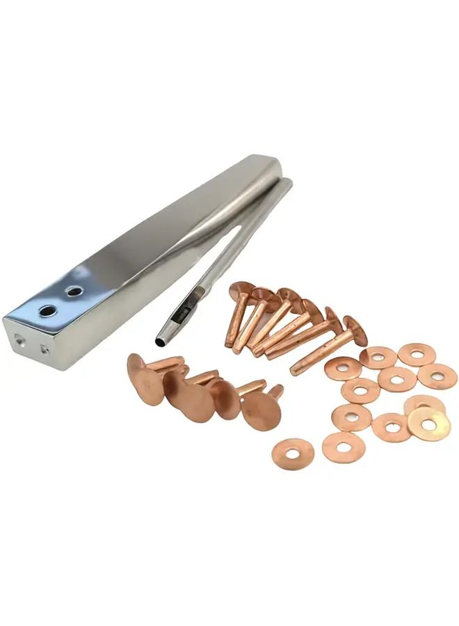 14pcs Purple Copper Rivets Fasteners Rust Proof Studs Leather Crafting DIY Tool Kit - Image 1
