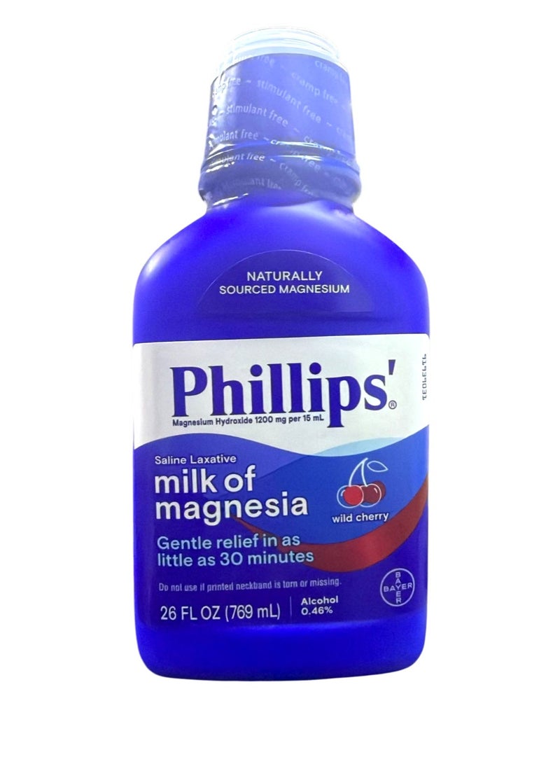 Phillips' Saline Laxative Milk of Magnesia, Wild Cherry, 26 fl oz - Image 1