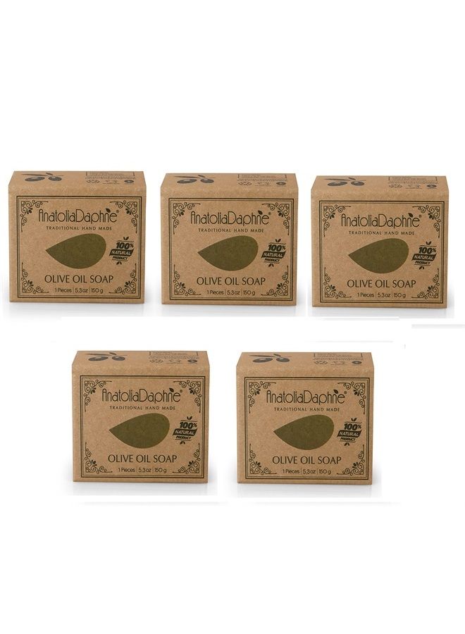 Anatolia Daphne صابون زيت الزيتون - مصنوع يدويًا 100% طبيعي ونباتي (5 قطع) - Image 1