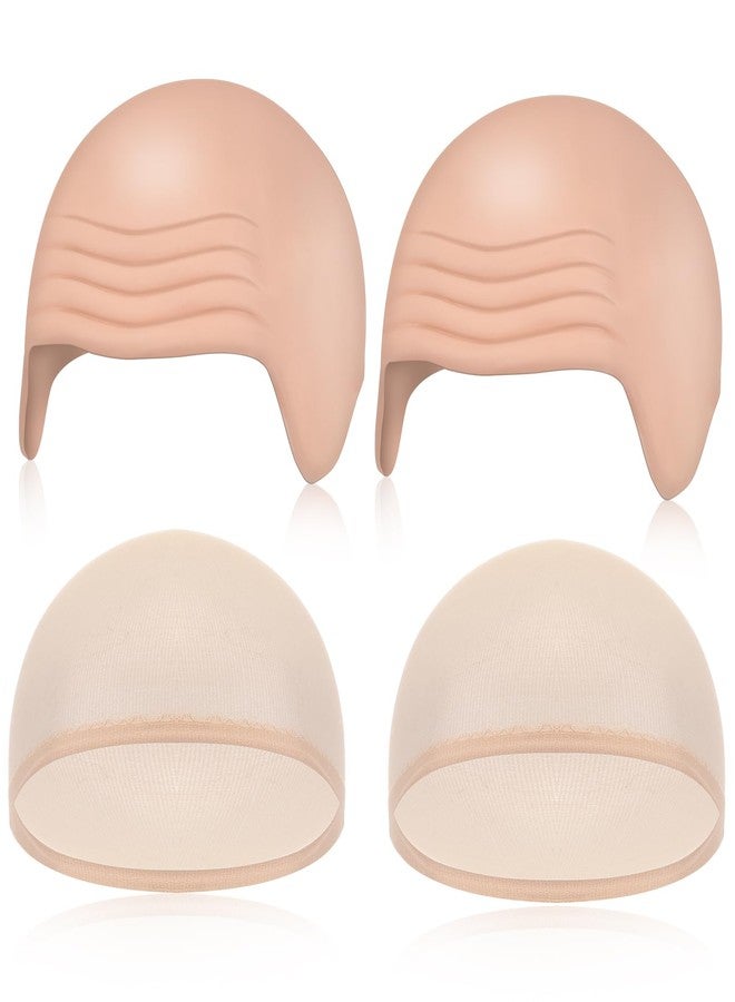 Syhood 4 Packs Halloween Bald Caps Makeup Latex Bald Head Wig Cap Hat Costume Accessories for Women Men Adults(Nude,Medium) - Image 1