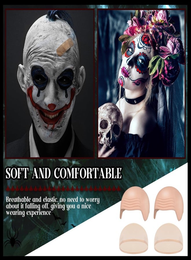 Syhood 4 Packs Halloween Bald Caps Makeup Latex Bald Head Wig Cap Hat Costume Accessories for Women Men Adults(Nude,Medium) - Image 5