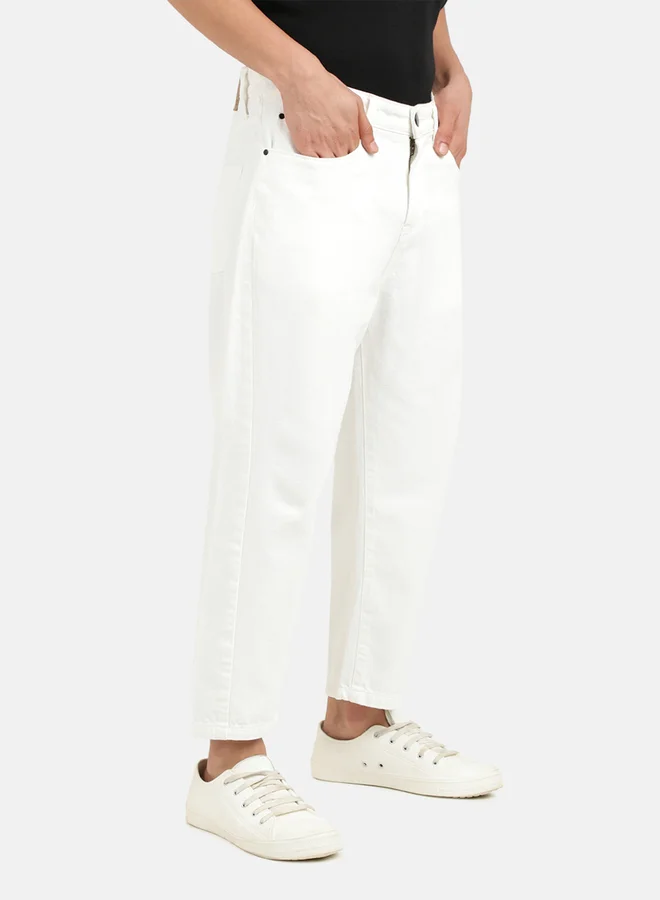 Take Two White Men Pure Cotton Loose Fit Crop Jeans By Bene Kleed for Men | Best Price UAE