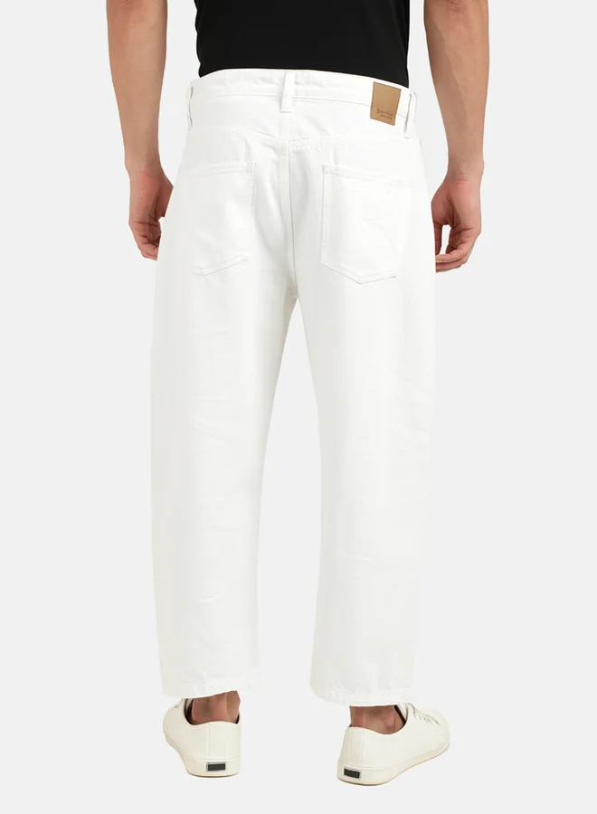 Take Two White Men Pure Cotton Loose Fit Crop Jeans By Bene Kleed for Men | Best Price UAE