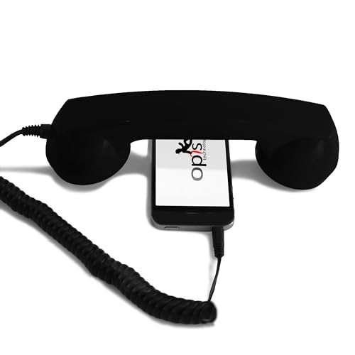 Opis Technology Opis 60s Micro : Retro Phone Handset with USB-C and AUX 3.5mm Plug as a Classic Vintage Telephone Receiver for Cell Mobile Phones (Black) - Image 1