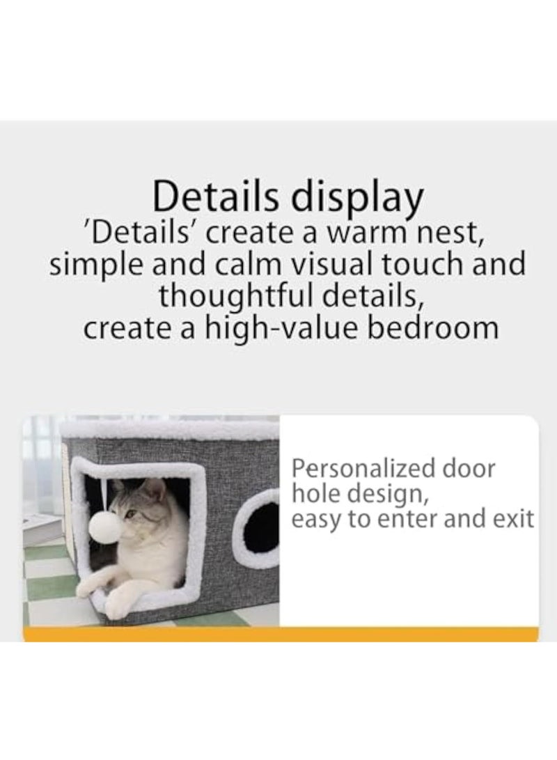 Indoor Cat House - Cat Beds for Indoor Cats Semi-Closed Covered Cat Bed Cat Houses and Condos Warm Cave Nest Thermal Cat Bed House for Pets Cats Kittens - Image 5
