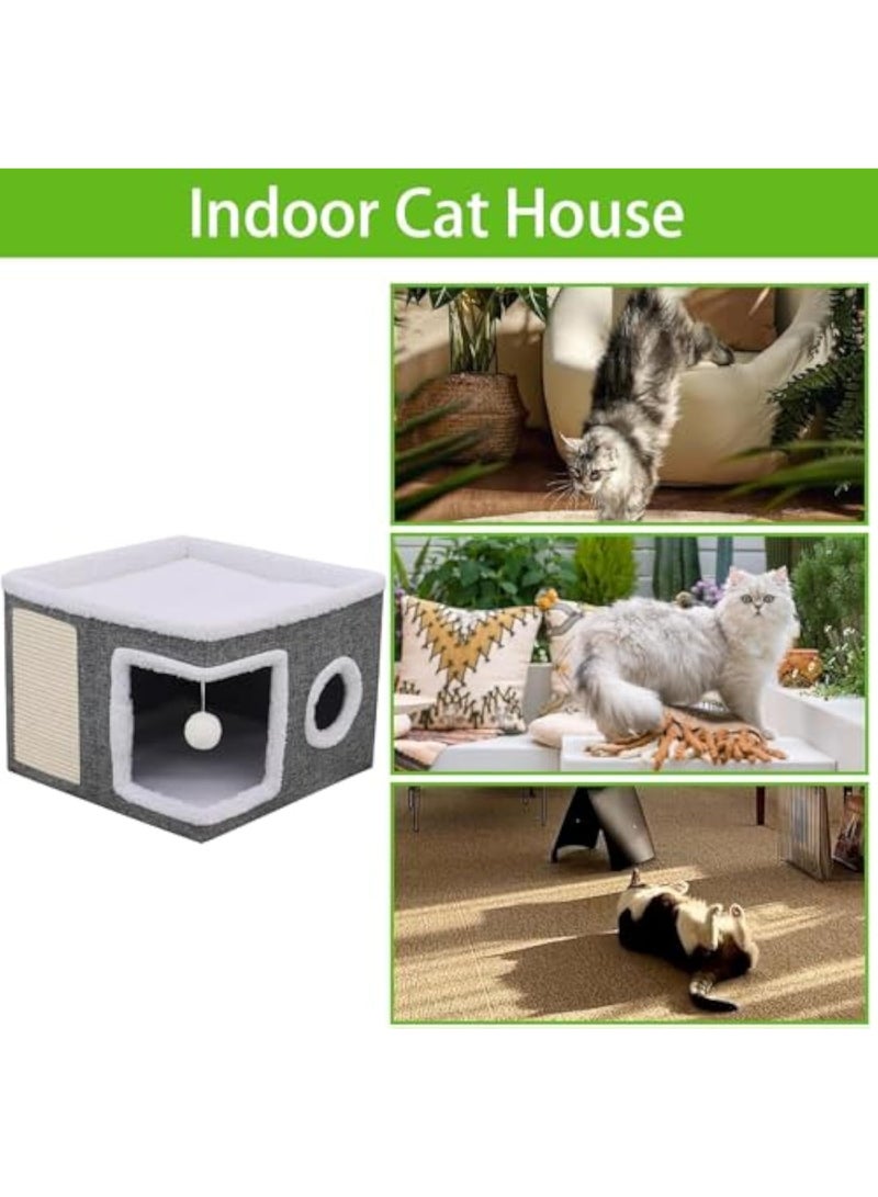 Indoor Cat House - Cat Beds for Indoor Cats Semi-Closed Covered Cat Bed Cat Houses and Condos Warm Cave Nest Thermal Cat Bed House for Pets Cats Kittens - Image 3