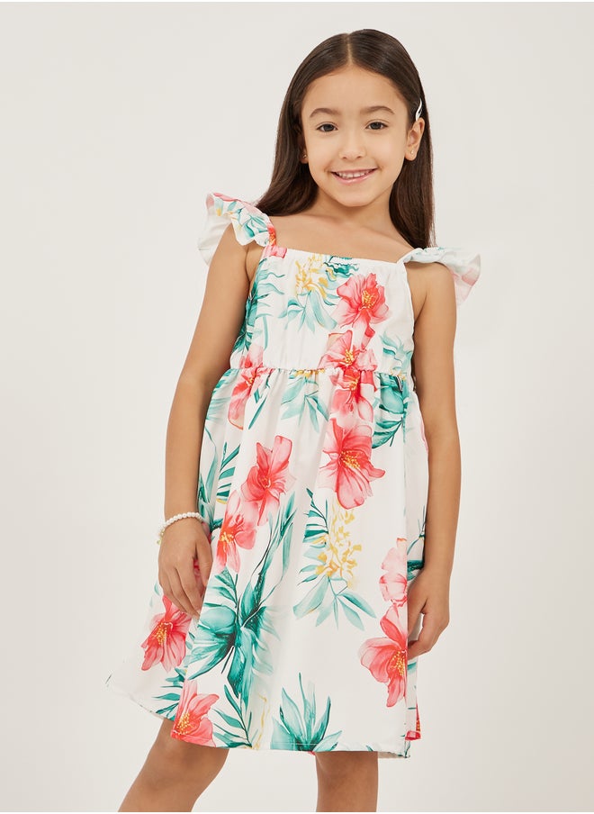 Styli Floral Print Ruffle Trim Dress  - Image 2