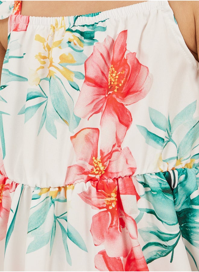 Styli Floral Print Ruffle Trim Dress  - Image 3