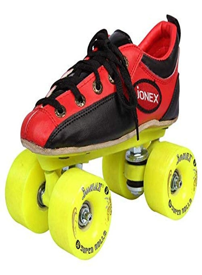JJ Jonex Shoe Skates, Shoe Skates for Adults, Fix Body Shoe Skates (9 UK/Ind, Black Red- Super Rollo)